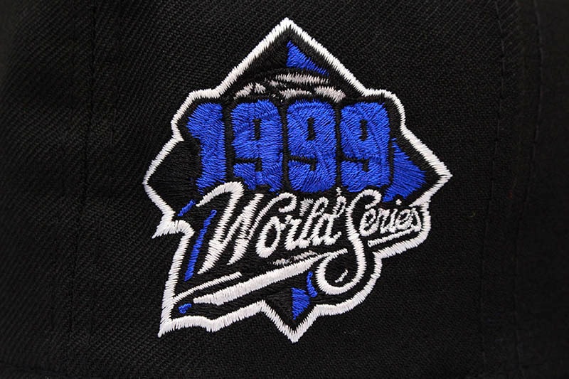 NEW ERA NEW YORK YANKEES 59FIFTY FITTED CAP (1999 WORLD SERIES CUSTOM SIDE PATCH/BLUE UNDER VISOR/BLACK)