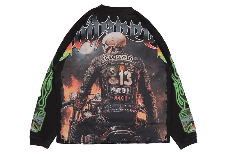 GODSPEED BIKER NATION LS T-SHIRT (BLACK WASH)