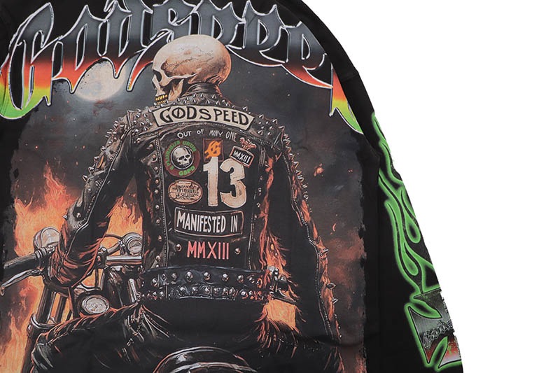 GODSPEED BIKER NATION LS T-SHIRT (BLACK WASH)