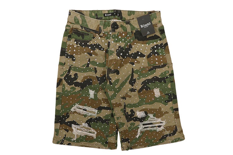 KLOUD9 RHINESTONE DOUBLEKNEE SHORTS (S26136:WOODLAND CAMO)