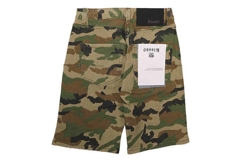 KLOUD9 RHINESTONE DOUBLEKNEE SHORTS (S26136:WOODLAND CAMO)