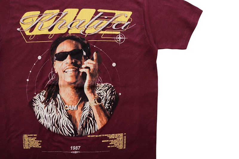 WIZ KHALIFA MULTIVERSE TRACK LIST T-SHIRT (BURGUNDY)