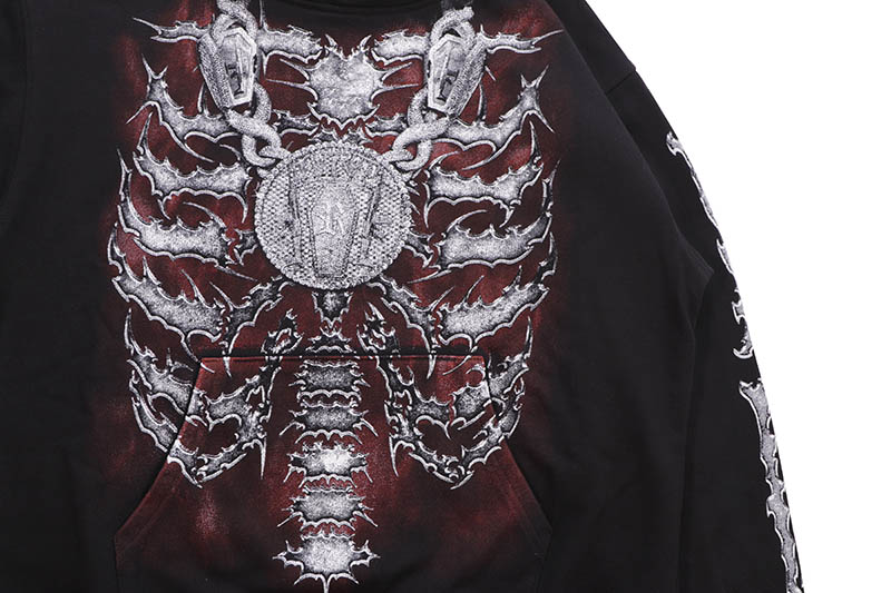 REVENGE X YOUNGBOY NEVER BROKE AGAIN 38 RIBCAGE HOODIE (BLACK)