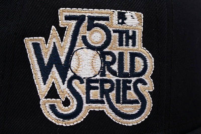 NEW ERA NEW YORK YANKEES 59FIFTY FITTED CAP (75th WORLD SERIES CUSTOM SIDE PATCH/KHAKI UNDER VISOR/NAVY)