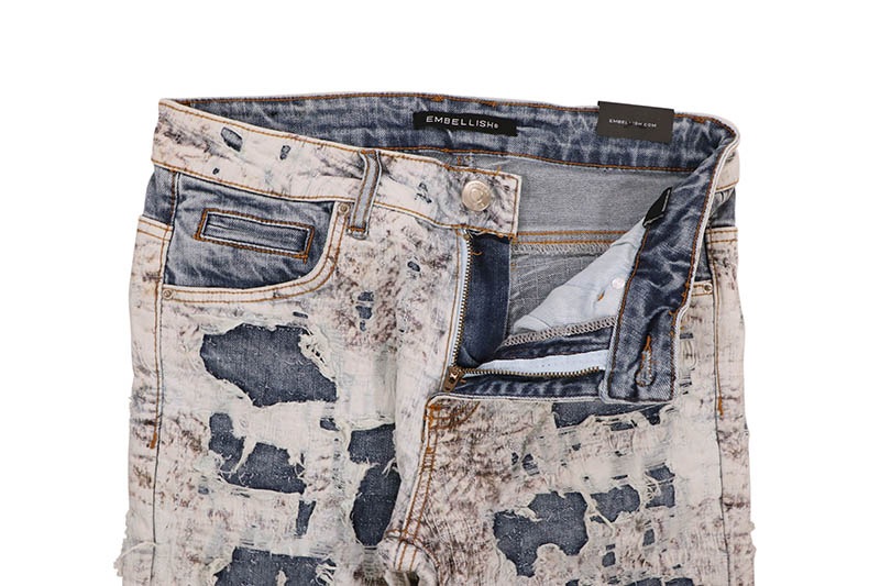 EMBELLISH AKITA BORO FLARE DENIM (EMBSUM24-036:BLUE)