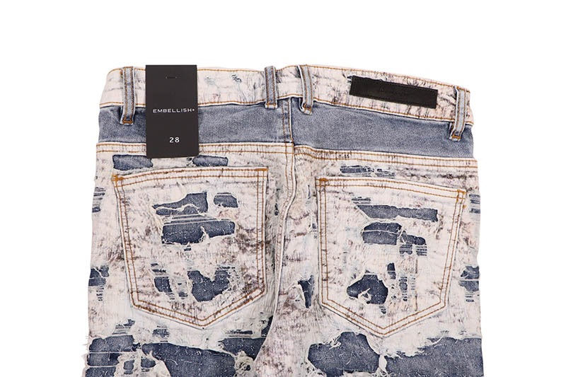 EMBELLISH AKITA BORO FLARE DENIM (EMBSUM24-036:BLUE)
