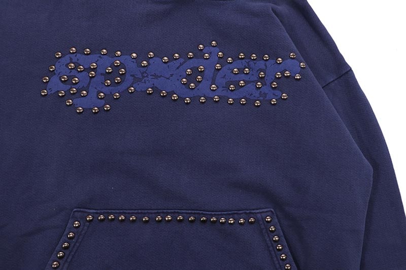 SP5DER PUNK V3 STUDDED HOODIE (BLUE) | Brand,S-Z,SP5DER SP5DER PUNK V3 STUDDED HOODIE (BLUE) | Brand,S-Z,SP5DER