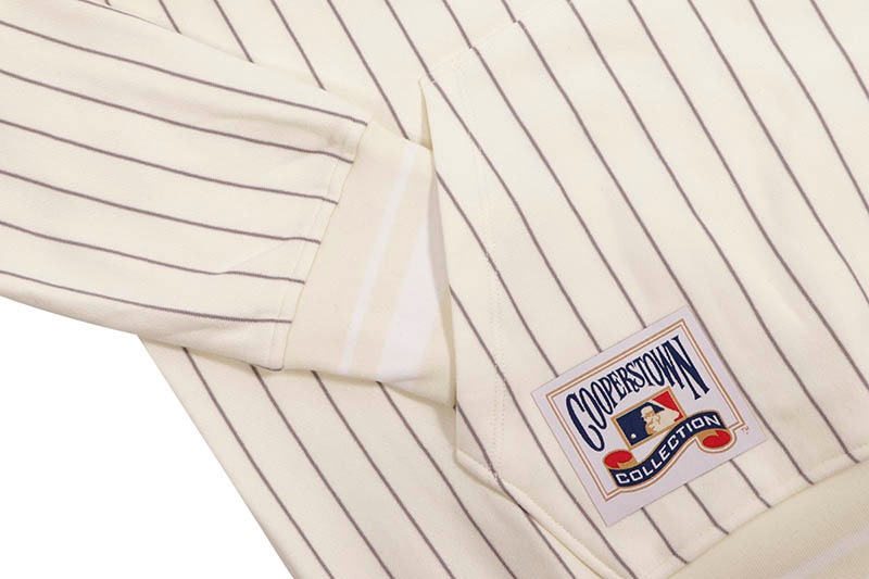 PRO STANDARD NEW YORK METS PINSTRIPE RETRO CLASSIC HOODIE (LNM5314441-ELY:EGGSHELL/GREY)