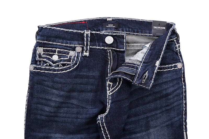 TRUE RELIGION RICKY FLAP SUPER T STRAIGHT JEAN 30" (109189:CHICKORY DARK WASH)