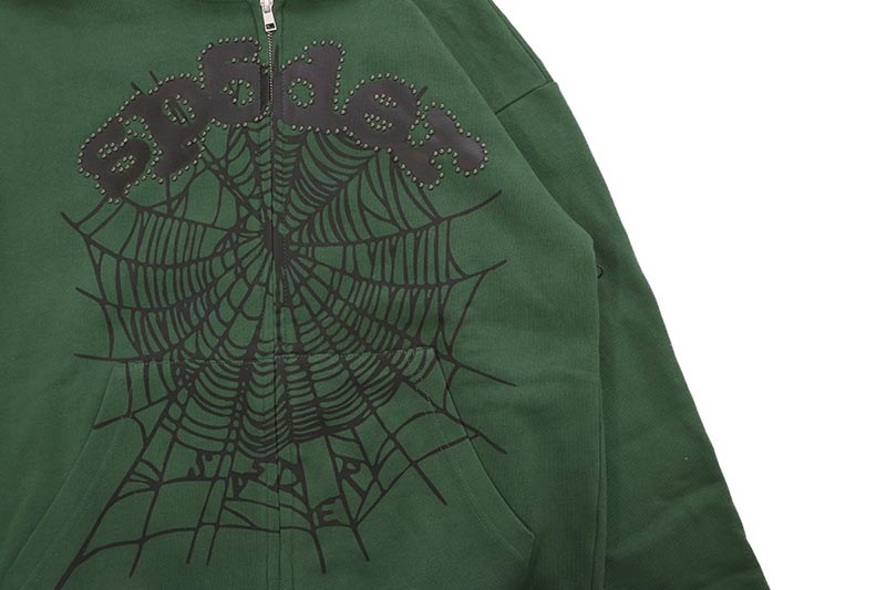 SP5DER OG WEB STUDDED ZIP HOODIE (GREEN) | Brand,S-Z,SP5DER