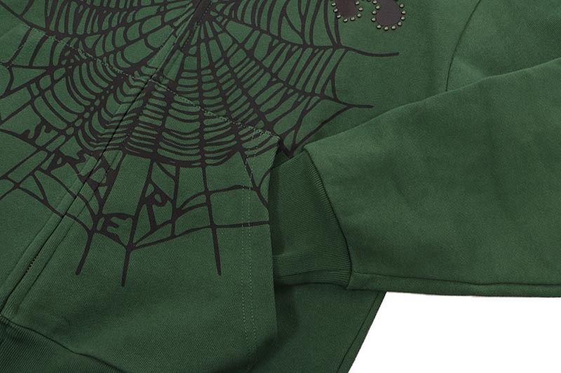 SP5DER OG WEB STUDDED ZIP HOODIE (GREEN) | Brand,S-Z,SP5DER