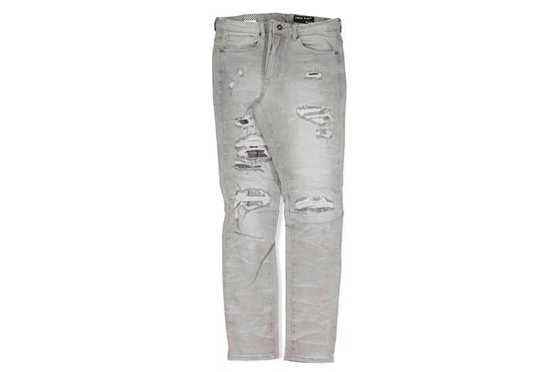 SMOKE RISE LIGHTNING EFFECT DENIM JEANS (JP23509:CLOUD GREY)