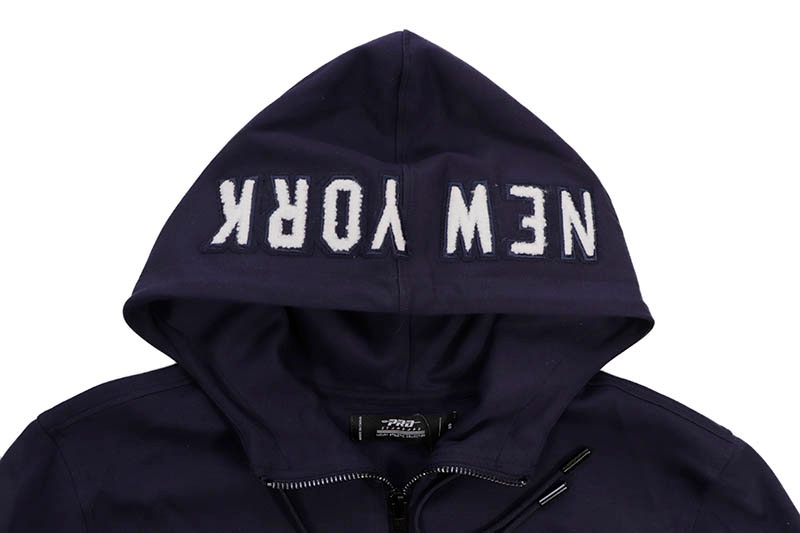 PRO STANDARD NEW YORK YANKEES CLASSIC CHENILLE LOGO ZIP HOODIE (LNY531890:MIDNIGHT NAVY)