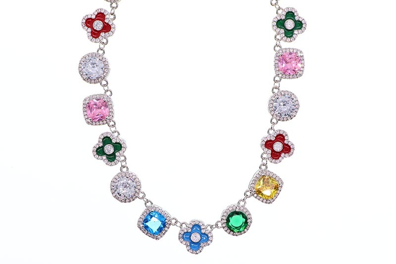 KD JEWELRY RAINBOW FLOWER CHAIN (KDJ058) (SILVER)
