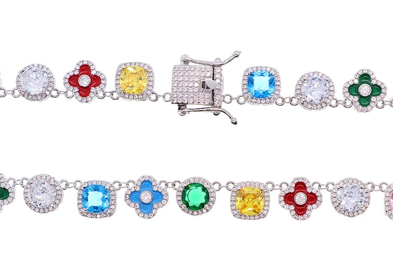 KD JEWELRY RAINBOW FLOWER CHAIN (KDJ058) (SILVER) | Brand