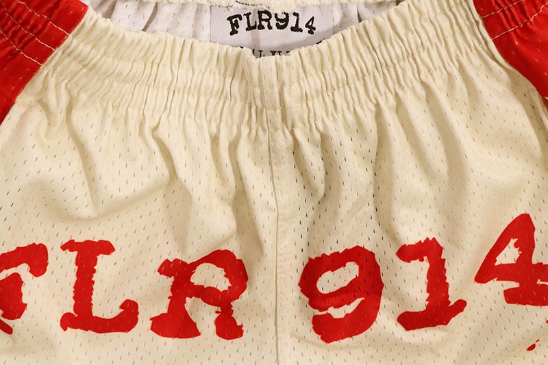 FLOOR 914 CREAM/RED STAR SHORTS