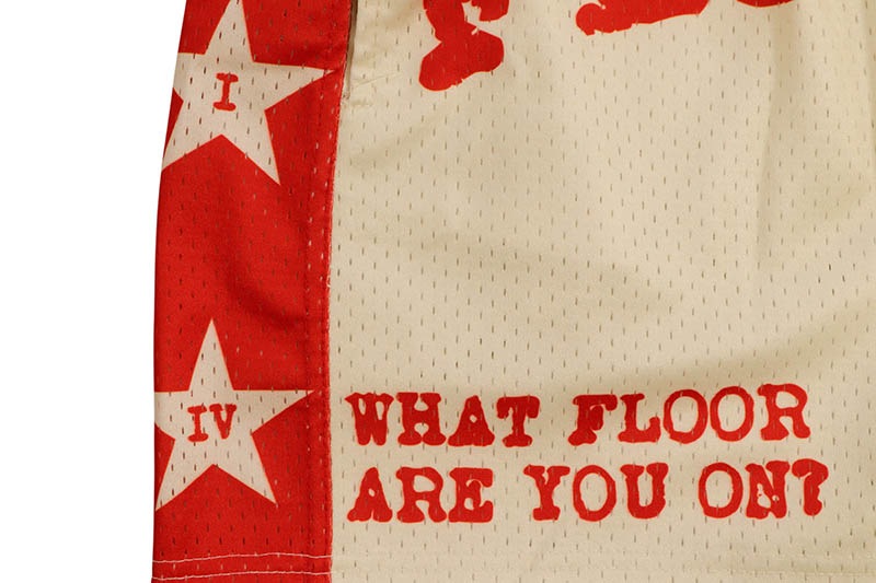 FLOOR 914 CREAM/RED STAR SHORTS