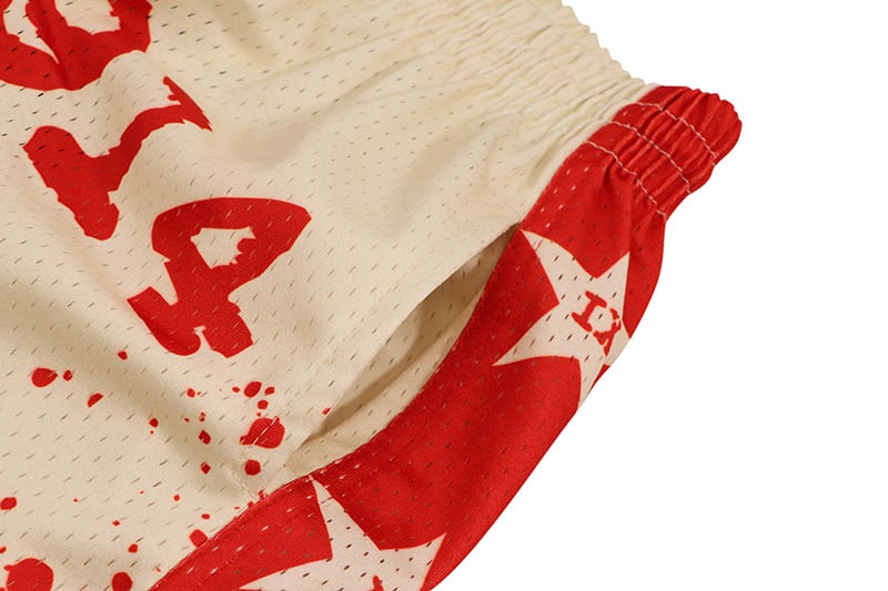 FLOOR 914 CREAM/RED STAR SHORTS
