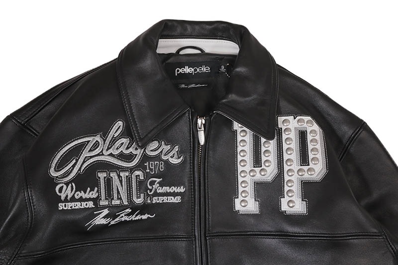Pelle Pelle PLAYERS INC JACKET (425-37544-BWS:BLACK/WHITE/SILVER