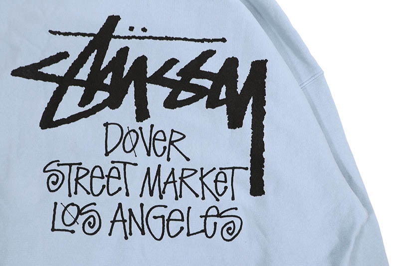 00s Stussy　希少 ロンT　ボーン柄　フェード グランジ ストリート　L STUSSY STOCK DSM LOS ANGELES ZIP HOOD (SKY BLUE) | Brand,S-Z