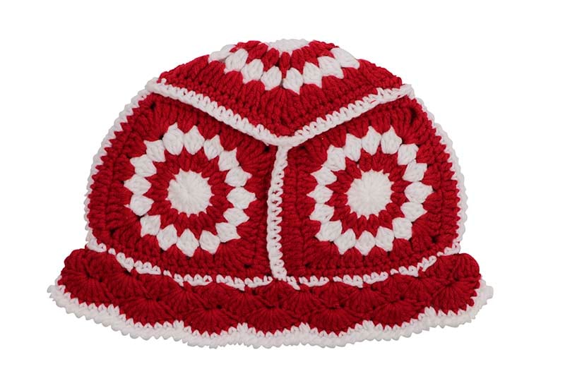 CROCHET HAT (H24779:WHITE RED)