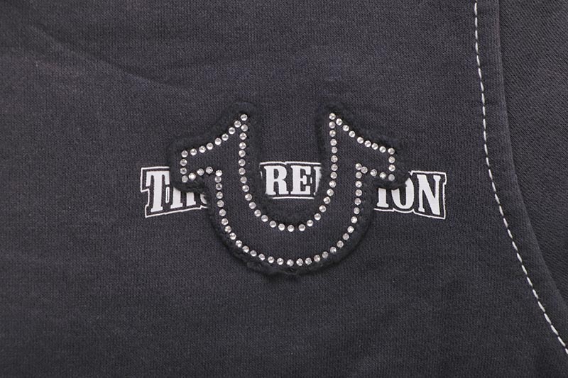 TRUE RELIGION BIG T CRYSTAL HORSESHOE ZIP HOODIE (109375C:BLACK)