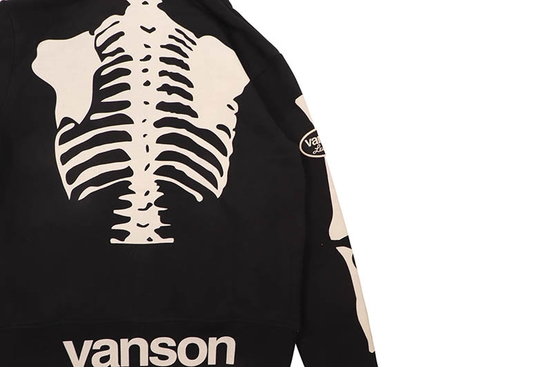 VANSON SKELTON BONES ZIP UP HOODIE (NVSZ-2211:BLACK) | Brand,S-Z