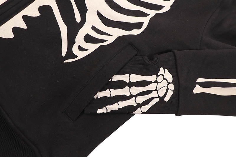 VANSON SKELTON BONES ZIP UP HOODIE (NVSZ-2211:BLACK)