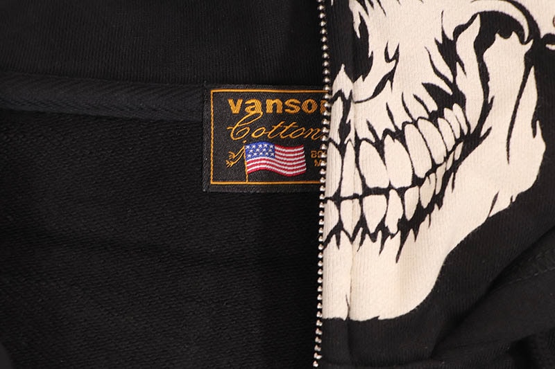 VANSON SKELTON BONES ZIP UP HOODIE (NVSZ-2211:BLACK) | Brand,S-Z
