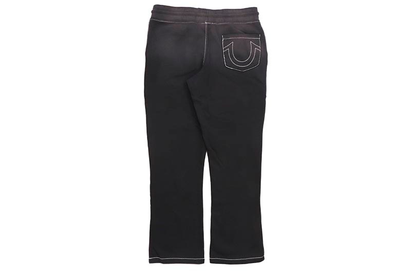 TRUE RELIGION BIG T CRYSTAL HORSESHOE STRAIGHT SWEAT PANT (109376C:BLACK)