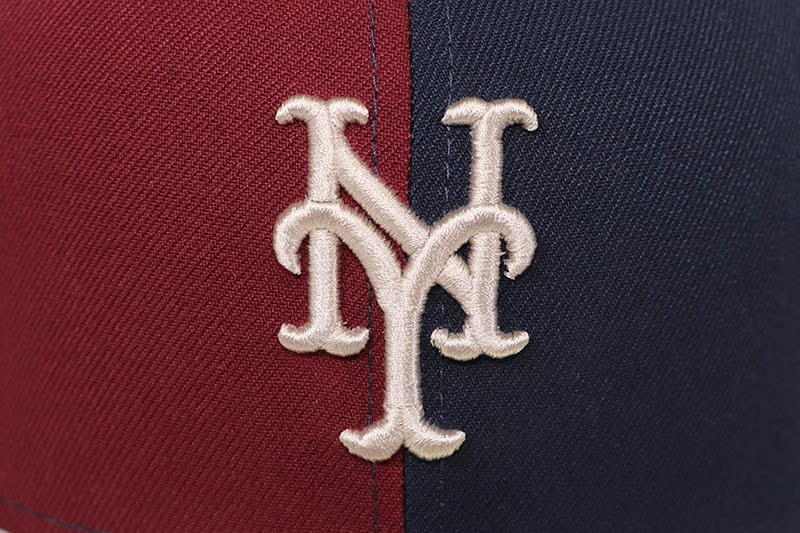 NEW ERA NEW YORK METS 59FIFTY FITTED CAP (2000 SUBWAY SERIES CUSTOM SIDE PATCH/LIGHT GREY UNDER VISOR/BURGANDY PINWHEEL STONE)