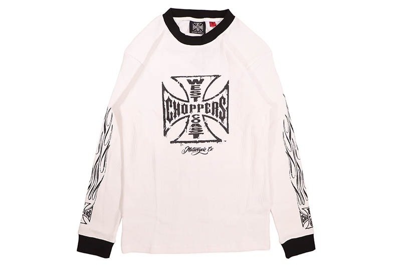 WEST COAST CHOPPERS WCC WORN CROSS WAFFLE LONG SLEEVE (WCCSW013WT:WHITE)