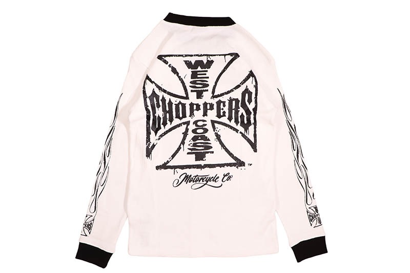 WEST COAST CHOPPERS WCC WORN CROSS WAFFLE LONG SLEEVE (WCCSW013WT:WHITE)