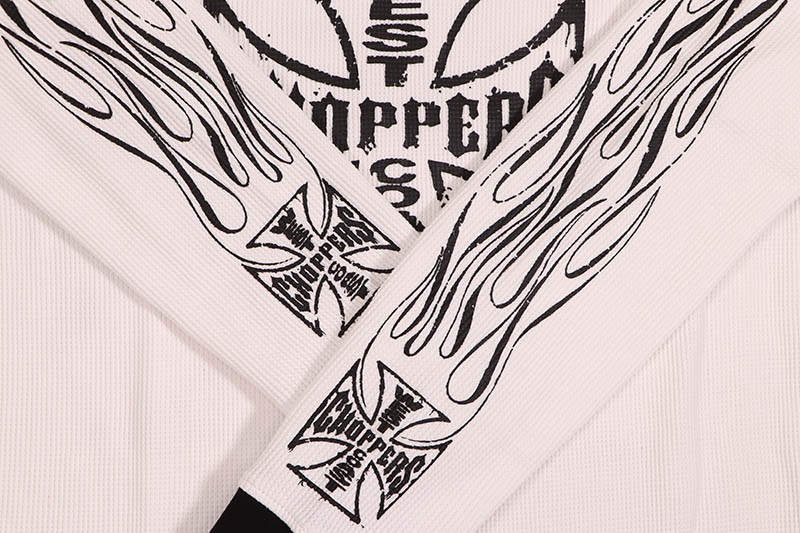 WEST COAST CHOPPERS WCC WORN CROSS WAFFLE LONG SLEEVE (WCCSW013WT