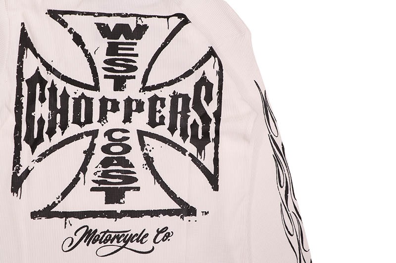 WEST COAST CHOPPERS WCC WORN CROSS WAFFLE LONG SLEEVE (WCCSW013WT:WHITE)