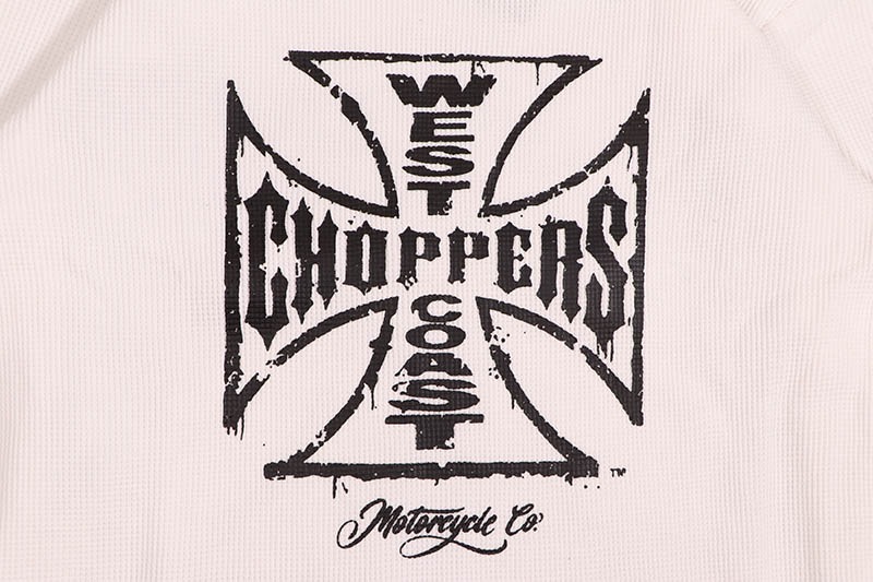 WEST COAST CHOPPERS WCC WORN CROSS WAFFLE LONG SLEEVE (WCCSW013WT:WHITE)