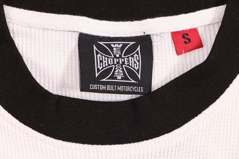WEST COAST CHOPPERS WCC WORN CROSS WAFFLE LONG SLEEVE (WCCSW013WT:WHITE)