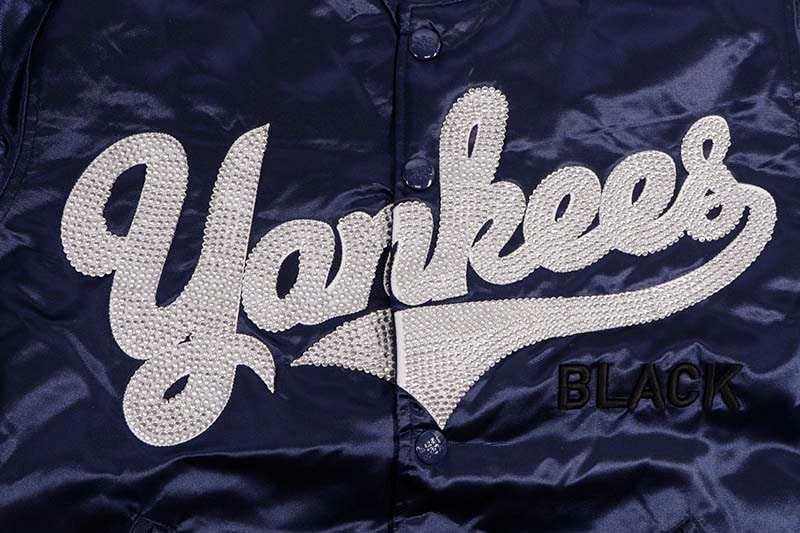 SD SPORT BLACK YANKEES SATIN VARSITY JACKET (SM2223NV:NAVY)