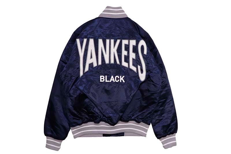 SD SPORT BLACK YANKEES SATIN VARSITY JACKET (SM2223NV:NAVY)