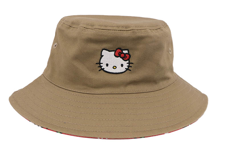 NEW ERA KID'S HELLO KITTY REVERSIBLE BUCKET HAT (KHAKI) 14348590