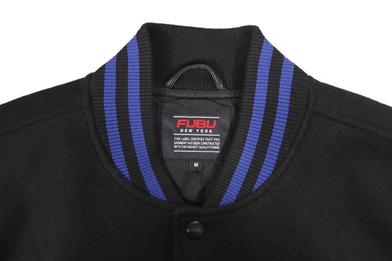 FUBU FAUX VARSITY JACKET (FAM-52304:BLUE)