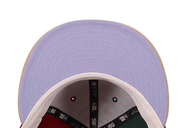 NEW ERA X JAE TIPS NEW YORK GIANTS 59FIFTY FITTED CAP (80TH SEASON CUSTOM SIDE PATCH/LAVENDER UNDER VISOR/BURGANDY PINWHEEL CAMEL) 