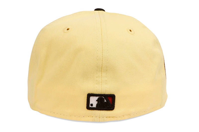 NEW ERA HOUSTON ASTROS 59FIFTY FITTED CAP (APOLLO 11 CUSTOM SIDE PATCH/MAROON UNDER VISOR/SOFT YELLLOW BLACK SATIN)