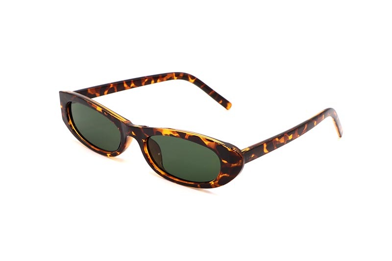 KD EYEWEAR SMALL CAT EYE SUNGLASSES (LEOPARD GREEN)