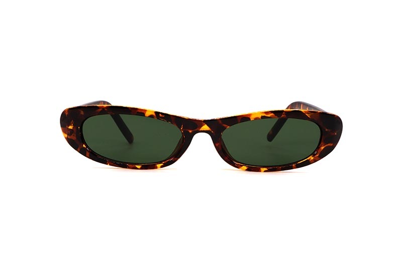 KD EYEWEAR SMALL CAT EYE SUNGLASSES (LEOPARD GREEN)