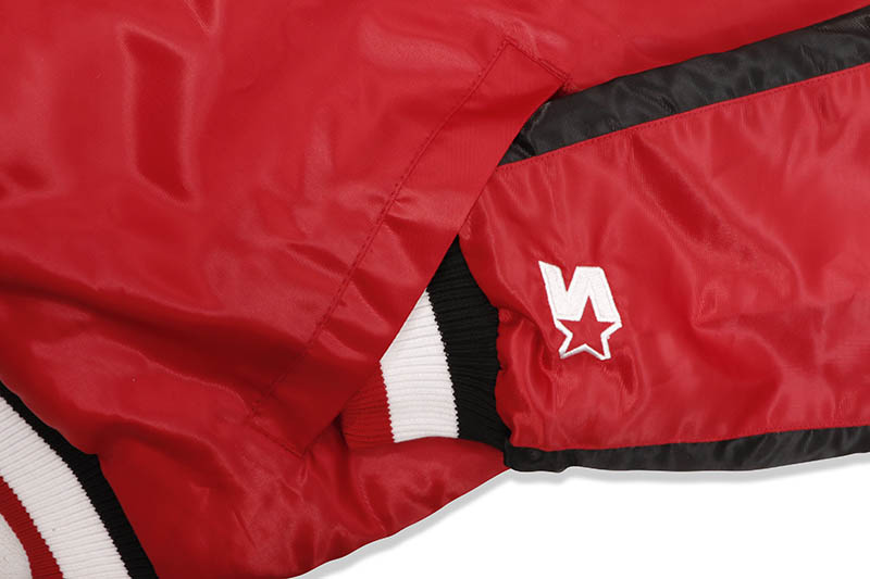 STARTER CHICAGO BULLS LOGO SATIN VARSITY JACKET (LS130247:CGB/RED)