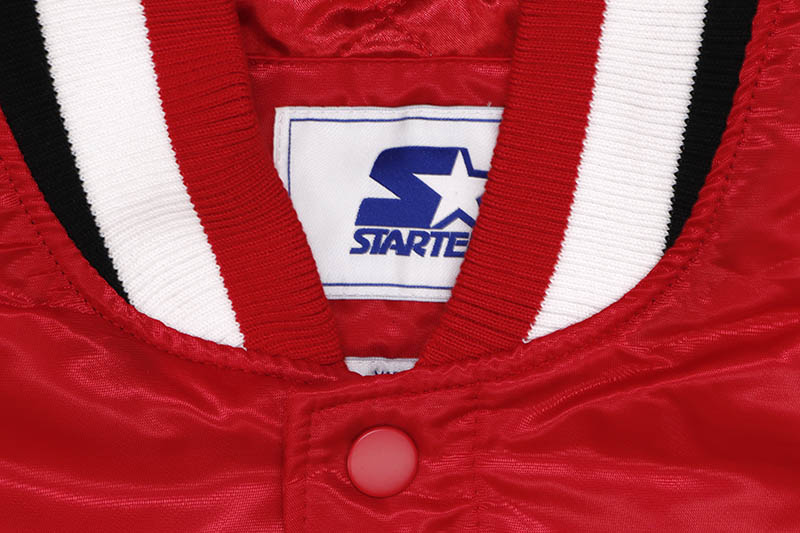 STARTER CHICAGO BULLS LOGO SATIN VARSITY JACKET (LS130247:CGB/RED)
