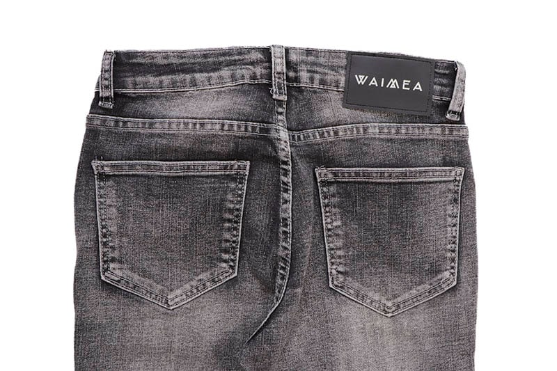 WAIMEA RIPPED SKINNY FIT DENIM PANTS (AOM8015D:BLACK BLEACH WASH)