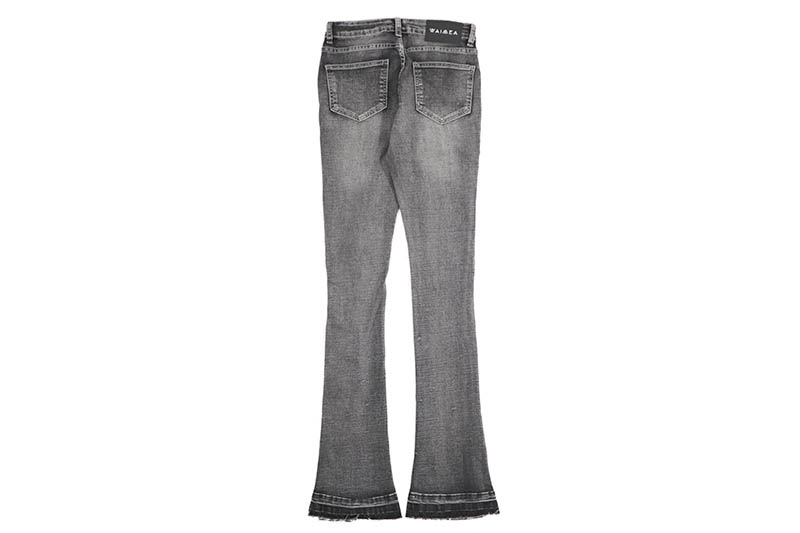 WAIMEA RIPPED SKINNY FIT DENIM PANTS (AOM8015D:BLACK BLEACH WASH)