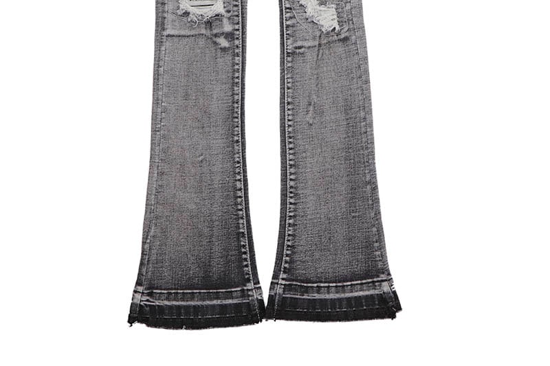 WAIMEA RIPPED SKINNY FIT DENIM PANTS (AOM8015D:BLACK BLEACH WASH)